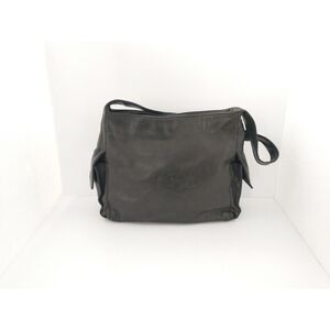 VINTAGE Perlina Black Smooth Leather Shoulder‎ Bag Handbag